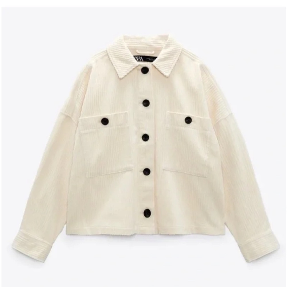 Zara Cream Ribbed Corduroy Jacket